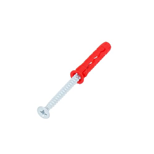 KLIMAS® Rahmendübel Ø 8 x 40 mm mit Senkkopfschraube Ø 5 x 60 mm 100 Stück | Universal-Rahmendübel zur Befestigung in Beton Ziegeln Gipsbauplatten uvm. mit Schrauben PZ-2 | Dübel Set von Instalguru