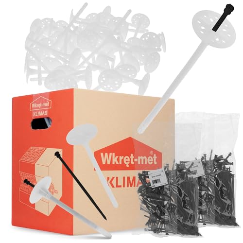 KLIMAS® Tellerdübel 100 Stück LTX ∅ 10 mm x 260 mm Dämmstoffdübel mit Kunststoffnagel Gelocht | Styropordübel Thermodübel Isolierdübel Für WDVS VWS EPS Styropor Dübel Set von Instalguru
