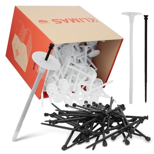 KLIMAS® Tellerdübel 200 Stück LTX ∅ 10 mm x 120 mm Dämmstoffdübel mit Kunststoffnagel Gelocht | Styropordübel Thermodübel Isolierdübel Für WDVS VWS EPS Styropor Dübel Set von Instalguru