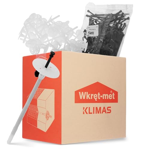 KLIMAS® Tellerdübel 200 Stück LTX ∅ 10 mm x 160 mm Dämmstoffdübel mit Kunststoffnagel Gelocht | Styropordübel Thermodübel Isolierdübel Für WDVS VWS EPS Styropor Dübel Set von Instalguru