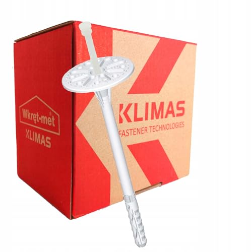 KLIMAS® Tellerdübel 200 Stück LTX ∅ 10 mm x 180 mm Dämmstoffdübel mit Kunststoffnagel Gelocht | Styropordübel Thermodübel Isolierdübel Für WDVS VWS EPS Styropor Dübel Set von Instalguru
