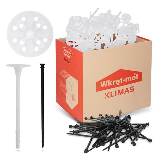 KLIMAS® Tellerdübel 200 Stück LTX ∅ 10 mm x 200 mm Dämmstoffdübel mit Kunststoffnagel Gelocht | Styropordübel Thermodübel Isolierdübel Für WDVS VWS EPS Styropor Dübel Set von Instalguru