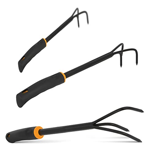Kleingrubber Grubber Handgrubber Blumenkralle 3 Zinken Gartenkralle Unkrautkralle Rutschfester Ergonomischer Griff Arbeitsbreite 7,5 cm Gartenwerkzeuge Lockern Lüften des Bodens Gartenhelfer von Instalguru
