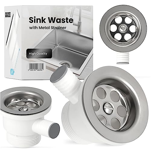 Küche Waschbecken Abfluss Küchenspüle Abfall Ablaufventil Siphonablauf PP 50mm Universal Metall Sieb Siebkörbchen Ablaufgarnitur Spüle Siebkorbventil von Instalguru