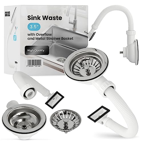 Küche Waschbecken Siphonablauf Abfluss mit Übertragung Abfall Metall Sieb 50mm Ablaufgarnitur Ablaufventil Abfluss Badezimmer Waschbecken von Instalguru