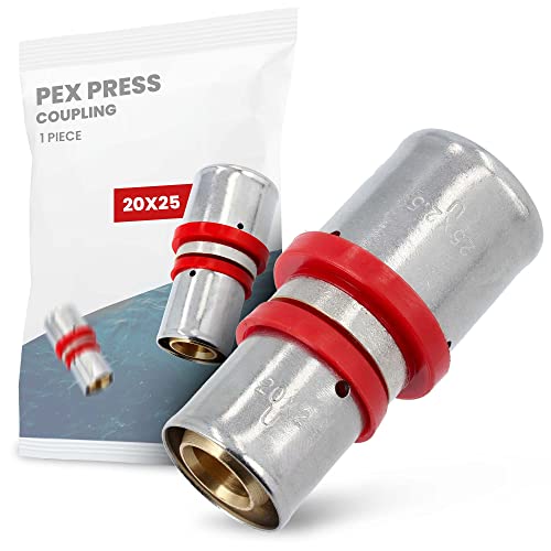 Kupplungsverbinder PEX-Pressfittings 20 x 25 Heizungsinstallationssystem-Koppler Messing Stahl EPDM O-Ringe Perfekte Dichtheit Heizungs-Sanitär-Trinkwasserinstallation von Instalguru