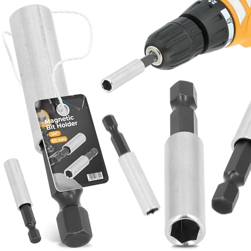 Magnetische Halterung HEX 1/4'' Magnethalter Bithalter Bit-Verlängerung Gesamtlänge 60 mm Stahl Adapter Schraubendreher Bitaufnahme Halter von Instalguru