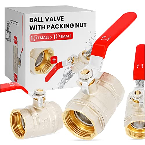 Kugelhahn 1 1/4 IG x 1 1/4 IG Messing DN32 mit Hebelgriff | Kugelventil Absperrventil Absperrhahn Wasserhahn mit Stahlgriff Drossel PTFE Dichtring Stopfbuchse von Instalguru