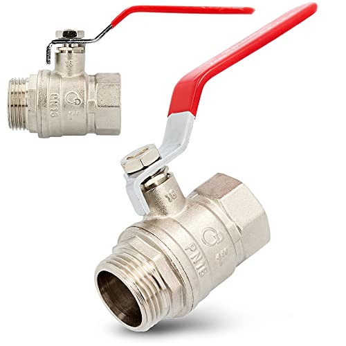 Messing Kugelhahn Ø 1 Zoll DN25 Innengewinde Außengewinde mit Hebelgriff Stahlgriff Rot | Vernickelt Absperrventil Absperrhahn DIN-Wasserhahn mit Drossel & PTFE Dichtring & Stopfbuchse Messing Kugelhahn Ø 1 Zoll DN25 Innengewinde Außengewinde mit Hebelgriff Stahlgriff Rot | Vernickelt Absperrventil Absperrhahn DIN-Wasserhahn mit Drossel & PTFE Dichtring & Stopfbuchse von Instalguru