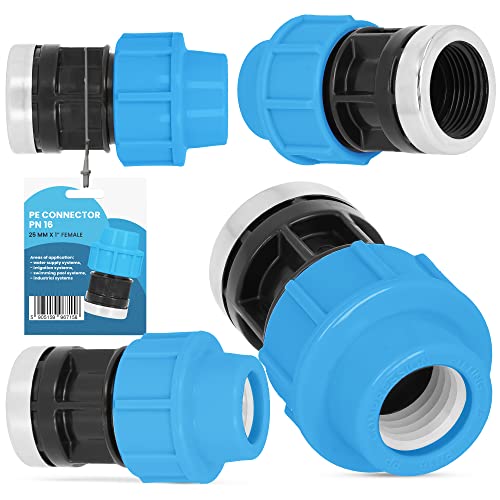 PE Rohr Kupplung Verschraubung PN16 (25 mm x 1'' IG) Klemmverbinder Verlegerohr Fitting Wasserrohr Verbinder Garten Wasserleitung Bewässerungssystem Versorgungsleitung Pipeline Sprinklersystem von Instalguru