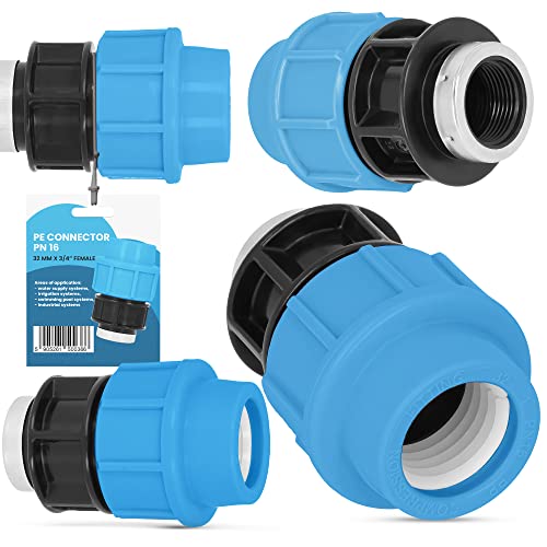 PE Rohr Kupplung Verschraubung PN16 (32 mm x 3/4'' IG) Klemmverbinder Verlegerohr Fitting Wasserrohr Verbinder Garten Wasserleitung Bewässerungssystem Versorgungsleitung Pipeline Sprinklersystem von Instalguru