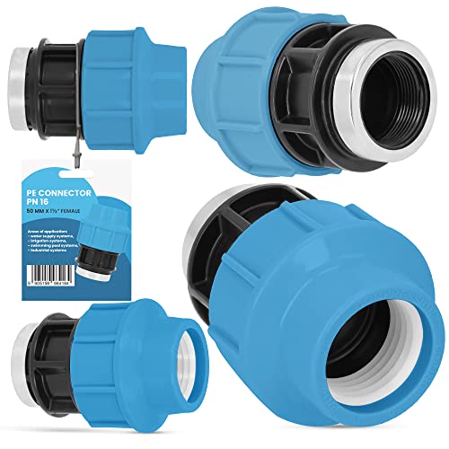 PE Rohr Kupplung Verschraubung PN16 (50 mm x 1 1/2'' IG) Klemmverbinder Verlegerohr Fitting Wasserrohr Verbinder Garten Wasserleitung Bewässerungssystem Versorgungsleitung Pipeline Sprinklersystem von Instalguru