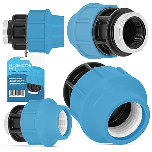 PE Rohr Kupplung Verschraubung PN16 (50 mm x 1 1/4'' IG) Klemmverbinder Verlegerohr Fitting Wasserrohr Verbinder Garten Wasserleitung Bewässerungssystem Versorgungsleitung Pipeline Sprinklersystem von Instalguru