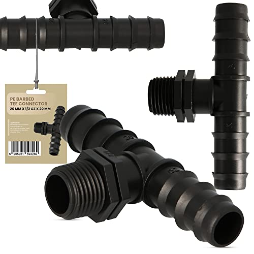 PE-Rohr T-Stück 20x1/2"x20 AG T-Verbinder Tropfschlauch Wasser Kupplung Bewässerungssystem Schlauchverlängerung Fitting Für Tropfschlauch Perlschlauch Schläuche Wasserrohr Garten Wasserleitung von Instalguru