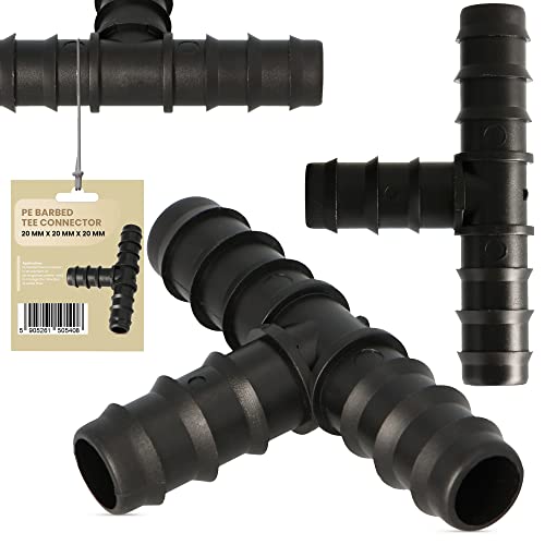 PE-Rohr T-Stück 20x20x20 T-Verbinder Tropfschlauch Wasser Kupplung Bewässerungssystem Schlauchverlängerung Fitting Für Tropfschlauch Perlschlauch Schläuche Wasserrohr Verbinder Garten Wasserleitung von Instalguru