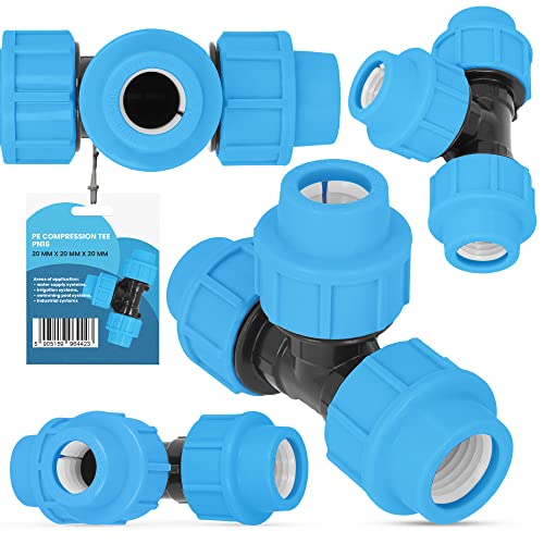 PE-Rohr T-Stück PN16 (20 mm x 20 mm x 20 mm) Fitting Verbinder Wasserrohr Bewässerungssystem Dauerhaftes Verbindungsstück für Wasser Bewässerungssysteme Versorgungsleitung Pipeline Sprinklersystem von Instalguru