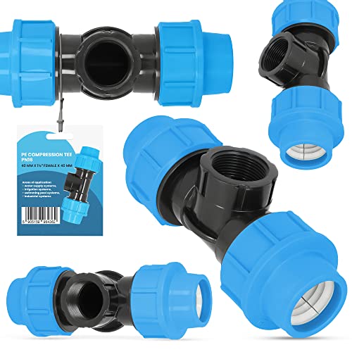 PE-Rohr T-Stück PN16 40 mm x 1 1/4''IG x 40 mm Fitting Verbinder Wasserrohr Bewässerungssystem Dauerhaftes Verbindungsstück für Wasser Bewässerungssysteme Versorgungsleitung Pipeline Sprinklersystem PE-Rohr T-Stück PN16 40 mm x 1 1/4''IG x 40 mm Fitting Verbinder Wasserrohr Bewässerungssystem Dauerhaftes Verbindungsstück für Wasser Bewässerungssysteme Versorgungsleitung Pipeline Sprinklersystem von Instalguru