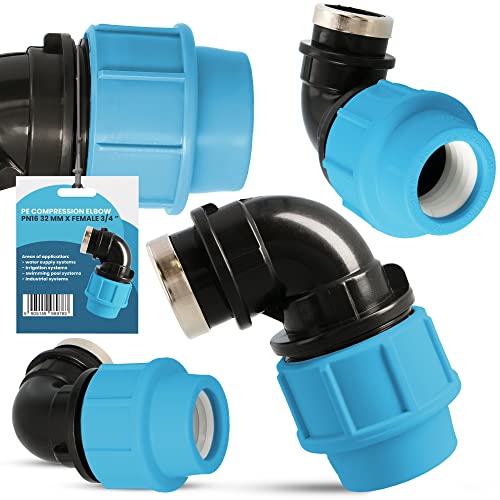 PE Rohr Winkel 90° Bogen PN16 (32 mm x 3/4'' IG) Kupplung Fitting Wasserrohrbogen L-Stück Bewässerungssystem Wasserleitung Wasserrohr Verbinder Garten Versorgungsleitung Pipeline Sprinklersystem von Instalguru
