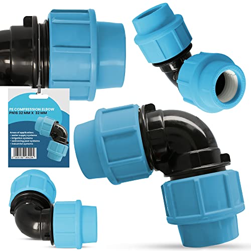 PE Rohr Winkel 90° Bogen PN16 (32 mm x 32 mm) Kupplung Fitting Wasserrohrbogen L-Stück Bewässerungssystem Wasserleitung Wasserrohr Verbinder Garten Versorgungsleitung Pipeline Sprinklersystem von Instalguru