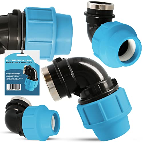 PE Rohr Winkel 90° Bogen PN16 (40 mm x 1 1/4'' IG) Kupplung Fitting Wasserrohrbogen L-Stück Bewässerungssystem Wasserleitung Wasserrohr Verbinder Garten Versorgungsleitung Pipeline Sprinklersystem von Instalguru