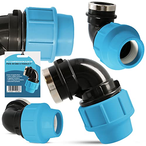 PE Rohr Winkel 90° Bogen PN16 (40 mm x 1'' IG) Kupplung Fitting Wasserrohrbogen L-Stück Bewässerungssystem Wasserleitung Wasserrohr Verbinder Garten Versorgungsleitung Pipeline Sprinklersystem von Instalguru