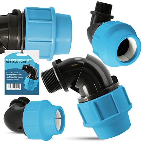 PE Rohr Winkel 90° Bogen PN16 (50 mm x 1 1/4'' AG) Kupplung Fitting Wasserrohrbogen L-Stück Bewässerungssystem Wasserleitung Wasserrohr Verbinder Garten Versorgungsleitung Pipeline Sprinklersystem von Instalguru