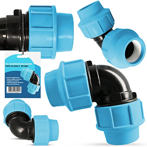 PE Rohr Winkel 90° Bogen PN16 (50 mm x 50 mm) Kupplung Fitting Wasserrohrbogen L-Stück Bewässerungssystem Wasserleitung Wasserrohr Verbinder Garten Versorgungsleitung Pipeline Sprinklersystem von Instalguru