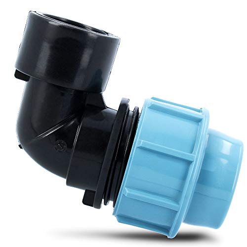 PE Rohr Winkel Bogen 90° 32 mm x 1/2 Zoll Innengewinde | Trinkwasser Plast Kunststoff Wasseranschluss | Verschraubung Bewässerungssystem Fitting Kupplung Wasserrohrbogen | Anschluss Wasserleitung von Instalguru