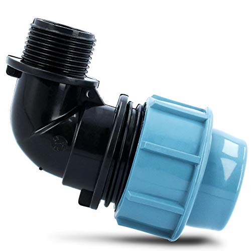 PE Rohr Winkel Bogen 90° 32 mm x 1 Zoll Außengewinde | Trinkwasser Plast Kunststoff Wasseranschluss | Verschraubung Bewässerungssystem Fitting Kupplung Wasserrohrbogen | Anschluss Wasserleitung von Instalguru
