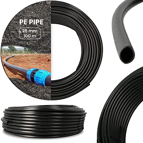 PE-Rohr für Bewässerung 25mm 100 m Verlegerohr Wasserleitung Versorgungsleitung Bewässerung Druckrohr Versorgungsleitung Pipeline Sprinklersystem UV-Beständig von Instalguru