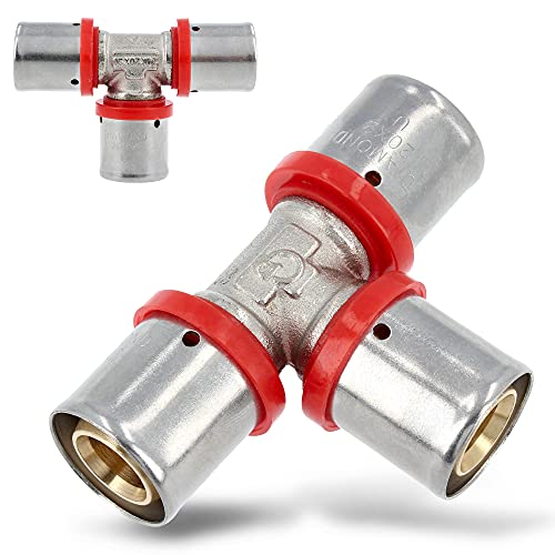 Pressfitting T-Stück PEX 20 x 20 x 20 mm U Profil für Aluverbundrohr Mehrschichtverbundrohr Verbundrohr Mit Dichtungsringe Oring | Heizungs- Sanitär- Trinkwasserinstallation | 10 Bar von Instalguru