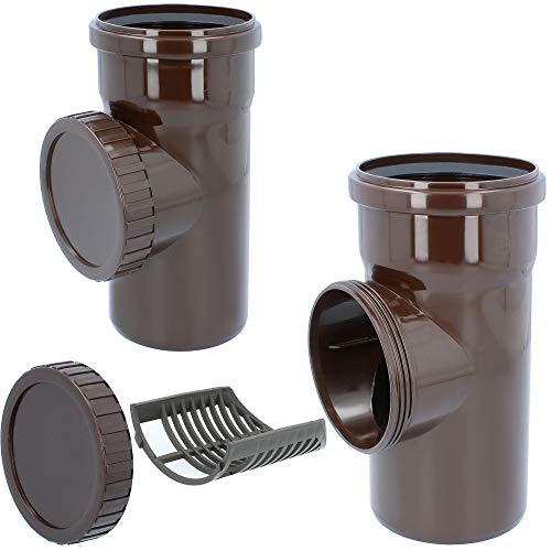 Fallrohrfilter DN 100 Ø 110 mm Braun | Regenrohfilter mit Sieb Regenrohrablauf Regensammler Dachrinnenschutz Dachrinnen Laubschutz Regenwasser Regentonne Regenwasserfilter von Instalguru