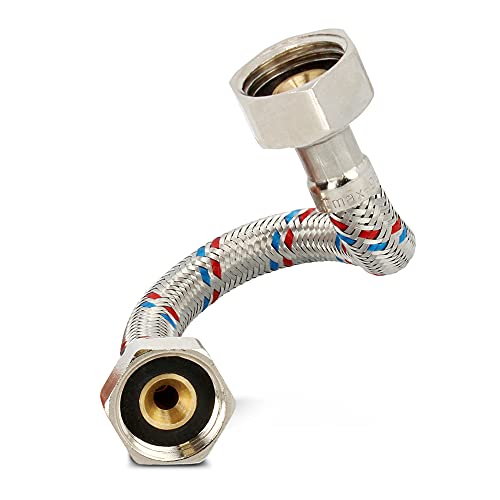Sanitär Anschlussschlauch 200 mm Länge Flexibler Panzerschlauch 1/2 Zoll x 1/2 Zoll Überwurfmutter | DN8 Flexschlauch Verbindungsschlauch Verlängerung Edelstahl Trinkwasserschlauch von Instalguru
