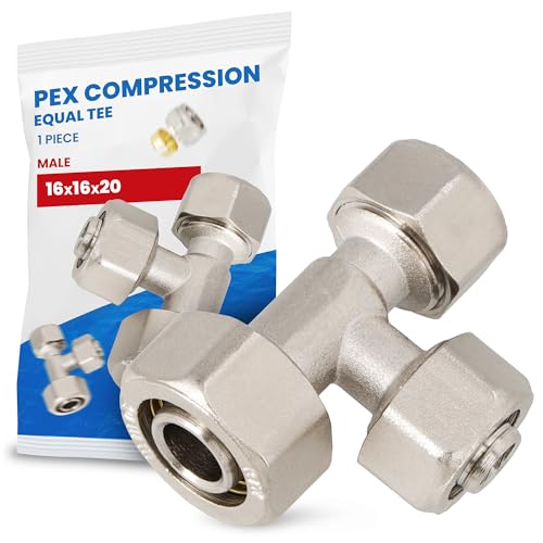 T-Stück PEX-AL-PEX Schraubfitting 16 x 16 x 20 mm Messing Klemmverschraubung Sanitärsystem Heizungsschlauch Rohradapter T-Anschluss von Instalguru