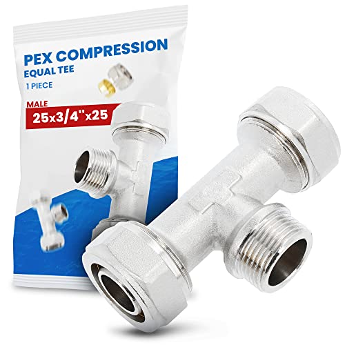 T-Stück PEX-AL-PEX Schraubfitting 25 x 3/4'' x 25 AG Messing Klemmverschraubung Sanitärsystem Heizungsschlauch Rohradapter T-Anschluss von Instalguru