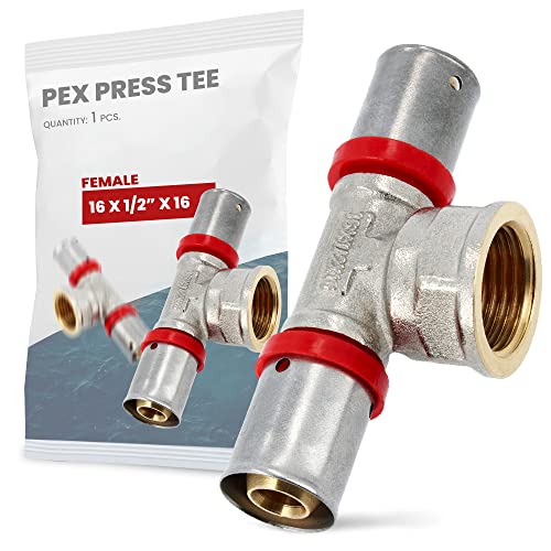 T-Stück PEX Pressfitting 16 x 1/2'' x 16 Innengewinde mit Dichtungsringe Oring für Aluverbundrohr Mehrschichtverbundrohr Verbundrohr Heizung Sanitärsysteme Trinkwasserinstallation | Dichtheit 10 Bar von Instalguru