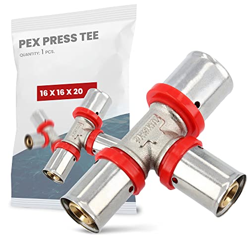 T-Stück PEX Pressfitting 16 x 16 x 20 mm mit Dichtungsringe Oring für Aluverbundrohr Mehrschichtverbundrohr Verbundrohr Heizung Sanitärsysteme Trinkwasserinstallation | Dichtheit 10 Bar von Instalguru