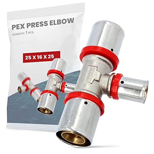 T-Stück PEX Pressfitting 25 x 16 x 25 mm mit Dichtungsringe Oring für Aluverbundrohr Mehrschichtverbundrohr Verbundrohr Heizung Sanitärsysteme Trinkwasserinstallation | Dichtheit 10 Bar von Instalguru