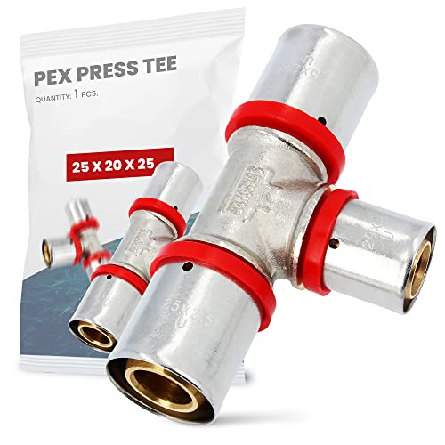 T-Stück PEX Pressfitting 25 x 20 x 25 mm mit Dichtungsringe Oring für Aluverbundrohr Mehrschichtverbundrohr Verbundrohr Heizung Sanitärsysteme Trinkwasserinstallation | Dichtheit 10 Bar von Instalguru