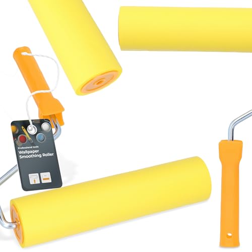 Tapetenandrückrolle 8 mm x 25 cm Andrückroller Andrückwalze Gummi Roller Tapezierroller Handrolle Handdruck Roller Gummiwalzen mit Kunststoffgriff von Instalguru