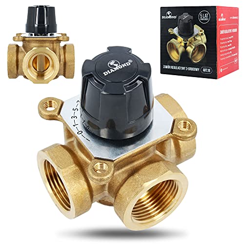 Thermostatisches 3-Wege Mischerventil Ø DN 25 IG Mischventil | Messing Dreiwege Wasser Mischer Heizung Ventil Wasserverteiler | Thermostatventil für Wassertemperatur Thermostat Control Kv 12 von Instalguru