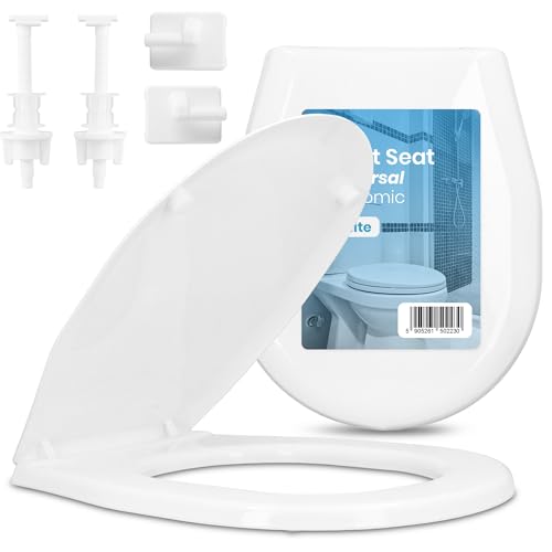 Toilettendeckel Klobrille WC Toiletten Sitz Universal Deckel Weiß Oval Klodeckel Toilettensitz WC-Sitz Einfache Montage Einfach Reinigung Ergonomisch Gestalteter von Instalguru