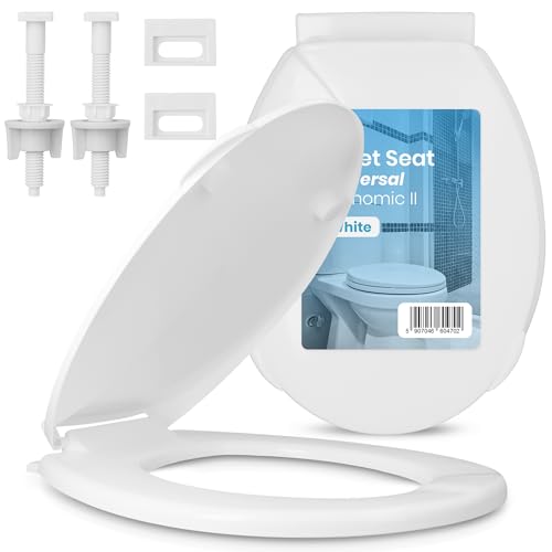 Toilettendeckel Klobrille WC Toiletten Sitz Universal Deckel Weiß Oval Klodeckel Toilettensitz WC-Sitz Einfache Montage Einfach Reinigung Ergonomisch Gestalteter von Instalguru