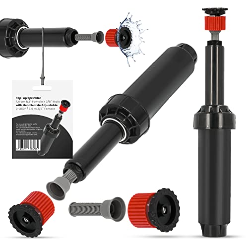 Versenkregner Rasensprenger 7,6cm Verstellbare Sprinklerdüse 360° 3,6m Universelle Professionelle Bewässerung für Rasenflächen Garten Pflanzbeete Sprinkleranlage Automatischer Sprinklersatz von Instalguru