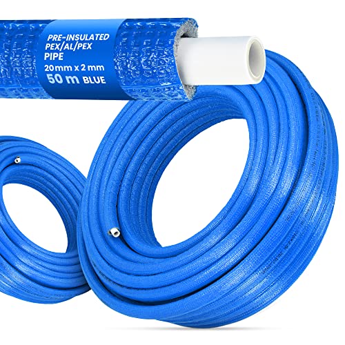 Vorisoliertes PEX/AL/PEX-Rohr Polyethylen-Ummantelung Stark Langlebig 20 x 2 mm Blau 50 m Wasserversorgungs-Heizsysteme von Instalguru