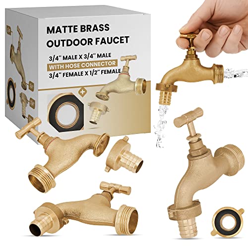 Garten Wasserhahn Kugelhahn Messing Matt Zapfhahn 3/4'' x 3/4'' AG Schlauchanschluss 3/4'' IG x Steckanschluss | Auslaufhahn Außenwasserhahn Auslaufventil Gartenhahn von Instalguru