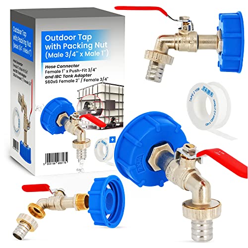 Wasserhahn Zapfhahn Auslaufhahn mit Schlauchanschluss IBC Container Tank Verbinder Adapter Deckel 2 x 1/2 Kugelhahn Kugelauslaufhahn Messing Auslaufventil für Regentonne Regenwassertank Wasserhahn Zapfhahn Auslaufhahn mit Schlauchanschluss IBC Container Tank Verbinder Adapter Deckel 2 x 1/2 Kugelhahn Kugelauslaufhahn Messing Auslaufventil für Regentonne Regenwassertank von Instalguru