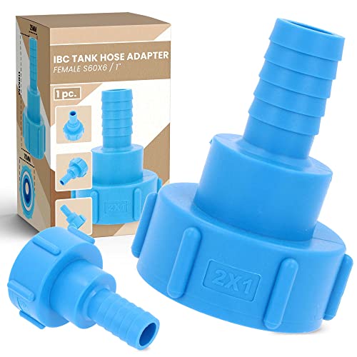 Wassertank-Adapter IBC Tote Schlauchadapter Drehbarer Schlauchanschluss Tankadapter Wassertankanschluss Reduzierstück Adapter Auslaufarmaturen Anschlüsse Regentonnen Ablaufadapter (S60x6 x 1") von Instalguru