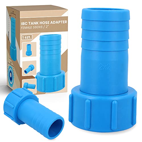 Wassertank-Adapter IBC Tote Schlauchadapter Drehbarer Schlauchanschluss Tankadapter Wassertankanschluss Reduzierstück Adapter Auslaufarmaturen Anschlüsse Regentonnen Ablaufadapter (S60x6 x 2") von Instalguru