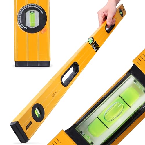 Wasserwaage 1 m Aluminium Gehäuse Präzise Ausrichtung Robuste Absorber Endkappen 3 Libellen Horizontal Vertikal Verstellbarer Winkel Lineal Messwerkzeug von Instalguru
